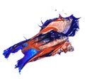 Stain of blue and red oil paint. smear on white Royalty Free Stock Photo