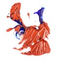 Stain of blue and red oil paint. smear on white Royalty Free Stock Photo
