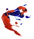 Stain of blue and red oil paint. smear on white Royalty Free Stock Photo