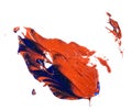 Stain of blue and red oil paint. smear on white Royalty Free Stock Photo