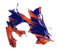 Stain of blue and red oil paint. smear on white Royalty Free Stock Photo