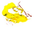 Stain of blue, yellow and red oil paint. smear on white Royalty Free Stock Photo