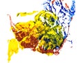 Stain of blue, yellow and red oil paint. smear on white Royalty Free Stock Photo