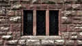 Stain Glass Windows Mounted In Classis Stone Wall