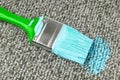 Stained carpet with paint brush Royalty Free Stock Photo