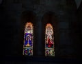 Stained church glass windows Royalty Free Stock Photo
