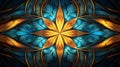 Stained glass abstract background. Fractal flower pattern in vibrant colors. Kaleidoscope art. Digital fractal design. Flower Royalty Free Stock Photo