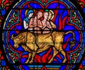 Stained Glass - The Adoration of the Golden Calf Royalty Free Stock Photo