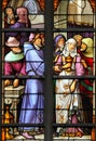 Stained Glass - Antisemitic stained glass in Brussels Cathedral Royalty Free Stock Photo