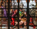 Stained Glass - Antisemitic stained glass in Brussels Cathedral Royalty Free Stock Photo