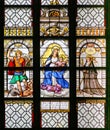 Stained Glass - Archangel Michael, Madonna and Child and Saint T Royalty Free Stock Photo