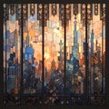 Stained Glass Artistry - Cityscape Illusion