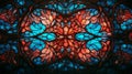 stained glass background in blue-reddish tones