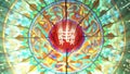 Stained Glass with Bahai ringstone symbol (HQ 1080p Seamless Loop)