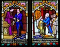 Stained Glass in the Basilica of the Holy Blood in Bruges, Belgium Royalty Free Stock Photo