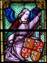 Stained Glass, Angel holding a Coat of Arms