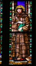 Saint Francis - Stained Glass in Florence Santa Croce Royalty Free Stock Photo