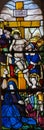 Stained Glass in Batalha Monastery - Crucifixion of Jesus Royalty Free Stock Photo