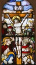 Stained Glass in Batalha Monastery - Crucifixion of Jesus Royalty Free Stock Photo