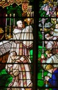 Stained Glass - a bishop holding a Monstrance Royalty Free Stock Photo