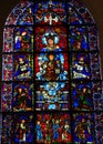 Stained Glass The Blue Virgin at Chartres Cathedral Royalty Free Stock Photo