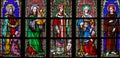 Stained Glass in Brussels Sablon Church - Catholic Saints Royalty Free Stock Photo