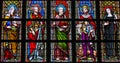 Stained Glass in Brussels Sablon Church - Catholic Saints Royalty Free Stock Photo