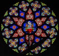 Stained Glass in Brussels Sablon Church - Rose Window Royalty Free Stock Photo
