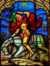 Stained Glass in the Cathedral of Bayeux Royalty Free Stock Photo