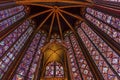 Stained Glass Cathedral Ceiling Sainte Chapelle Paris France Royalty Free Stock Photo