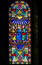 Stained Glass in Monaco Cathedral - Mother Mary and the Apostles Royalty Free Stock Photo