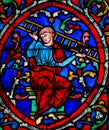 Stained Glass in Notre Dame, Paris of Jacob and His Ladder Royalty Free Stock Photo