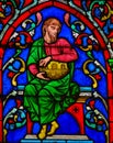 Stained Glass in Notre Dame, Paris of Noah Royalty Free Stock Photo
