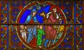 Stained Glass in Notre Dame, Paris depicting St Eustace Royalty Free Stock Photo