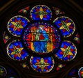 Stained Glass in Notre Dame, Paris - Madonna and Child Royalty Free Stock Photo