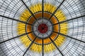 Stained glass ceiling with hub and spoke pattern Royalty Free Stock Photo