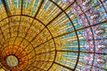 Stained glass ceiling of Palace of Catalan Music Royalty Free Stock Photo