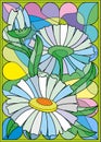 Stained glass chamomile, summer