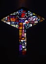 A stained glass picture of the Cross. Royalty Free Stock Photo