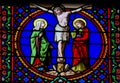 Stained Glass in Notre-Dame-des-flots, Le Havre - Crucifixion of Jesus Royalty Free Stock Photo