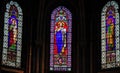 Stained Glass in Church of Saint Germain des Pres in Paris Royalty Free Stock Photo