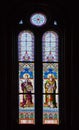 Stained glass - Catholic Church of Saints Cyril and Methodius - landmark attraction in Prague, Czech Republic Royalty Free Stock Photo