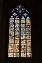 Stained glass church window depicting Pentecost in the Dom of Cologne, Germany Royalty Free Stock Photo