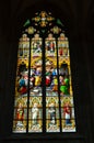 Stained glass church window depicting Pentecost in the Dom of Cologne, Germany Royalty Free Stock Photo