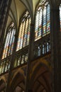 Stained glass church window depicting Pentecost in the Dom of Cologne, Germany Royalty Free Stock Photo