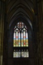 Stained glass church window depicting Pentecost in the Dom of Cologne, Germany Royalty Free Stock Photo