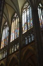 Stained glass church window depicting Pentecost in the Dom of Cologne, Germany Royalty Free Stock Photo