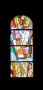 Stained glass church window in the parish church of St. James in Medugorje Royalty Free Stock Photo