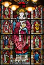 Stained glass church window portrait of Sanctus Paulinus Royalty Free Stock Photo