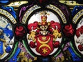 Stained glass coat of arms of the nobleman crescent with hexagram